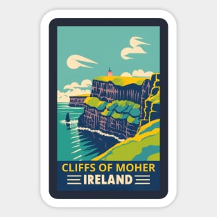 A Vintage Travel Art of the Cliffs of Moher - Ireland Sticker